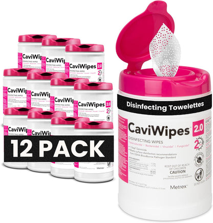 Metrex – CaviWipes 2.0 Disinfecting Wipes for Healthcare, Dental & Clinical Use – Manual Pull, Pre-Moistened, Non-Sterile, Disposable 6" x 6.75" – 160 Wipes per Canister, Pack of 1