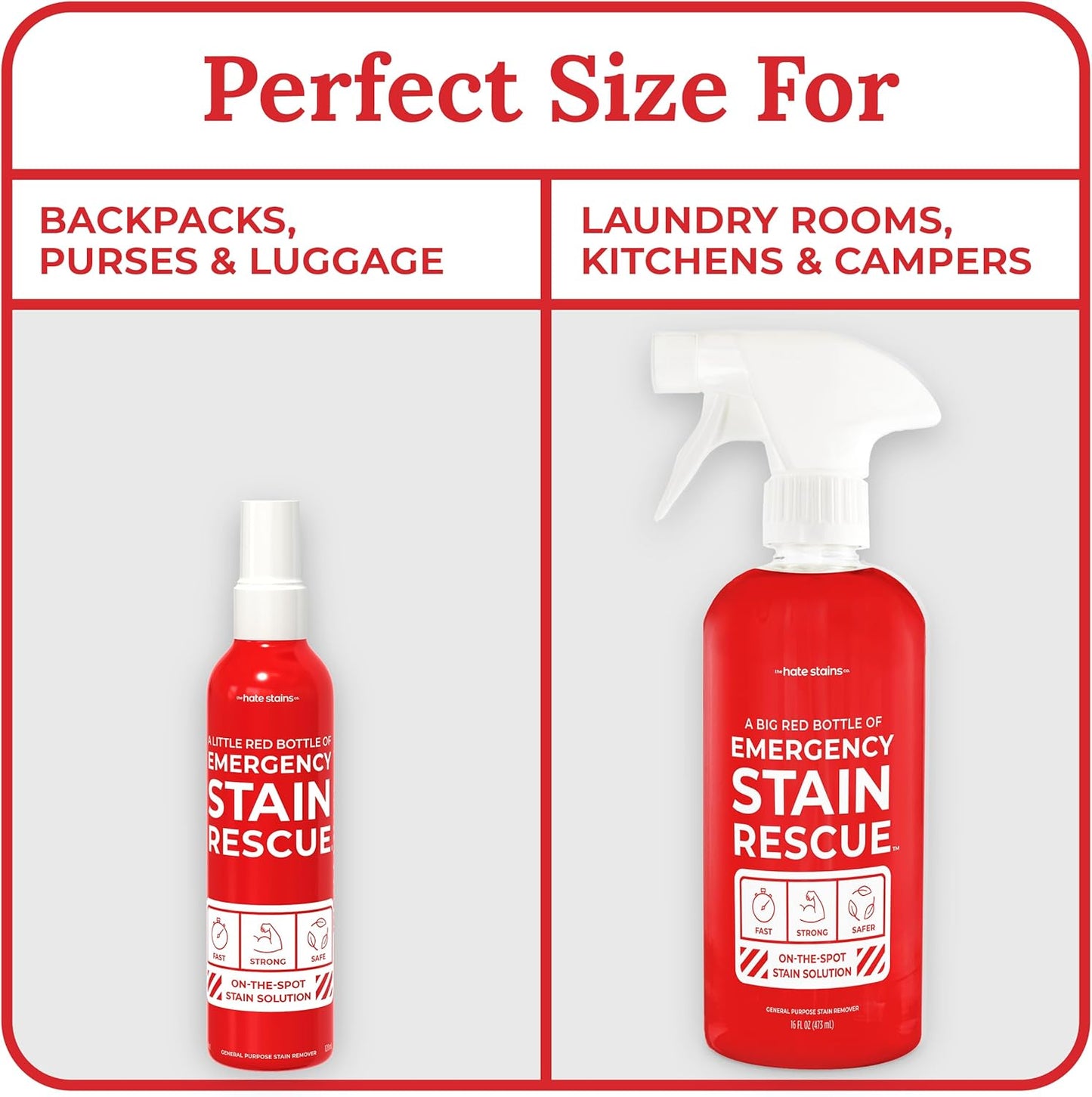 Emergency Stain Rescue Stain Remover Spray - For Wine & Coffee - Blood Stain Remover Clothes & Laundry - Carpet Cleaner Spray with No Added Phosphates - 2 x 4 Fl Oz