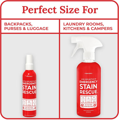 Emergency Stain Rescue Stain Remover Spray - For Wine & Coffee - Blood Stain Remover Clothes & Laundry - Carpet Cleaner Spray with No Added Phosphates - 2 x 4 Fl Oz