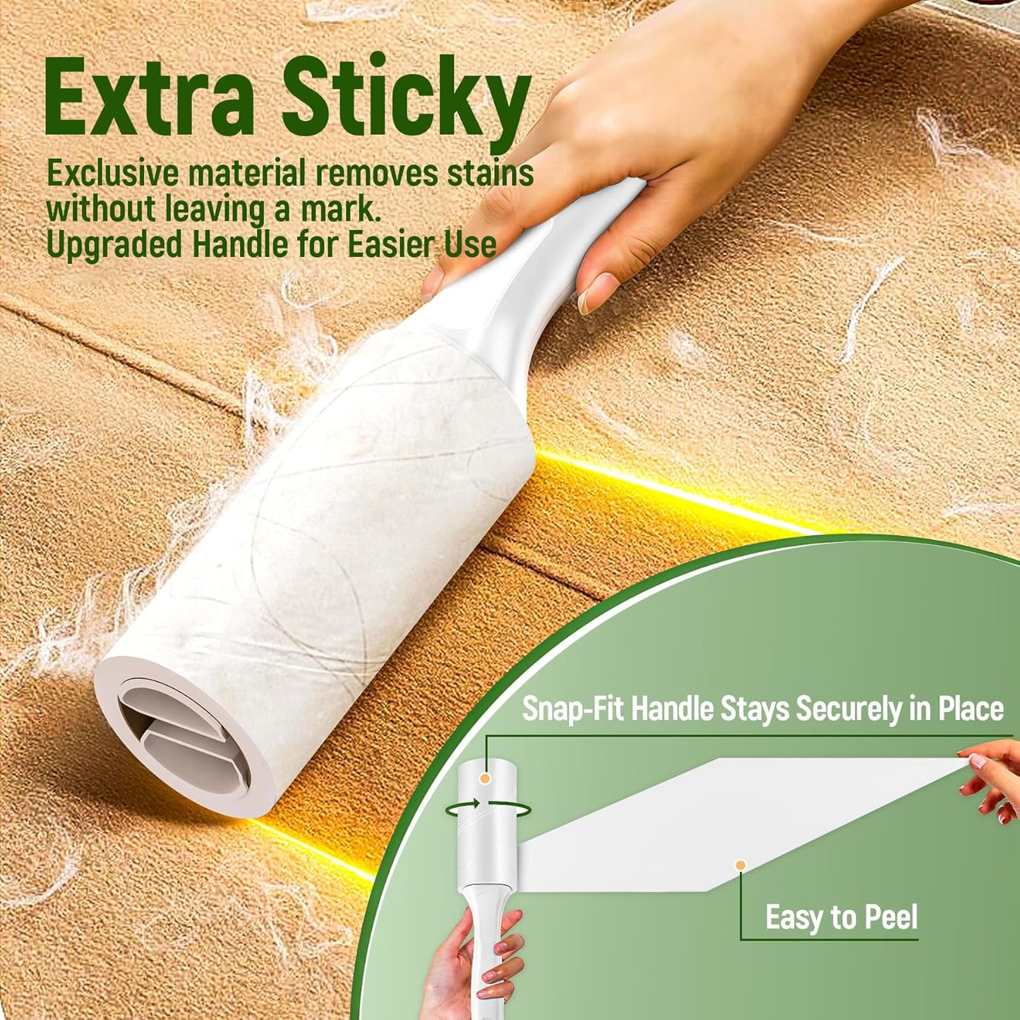 Extra Sticky Lint Roller for Pet Hair, 600 Sheets with 2 Reinforced Handles, Heavy Duty Lint Roller for Clothes, Couch, Furniture & Car