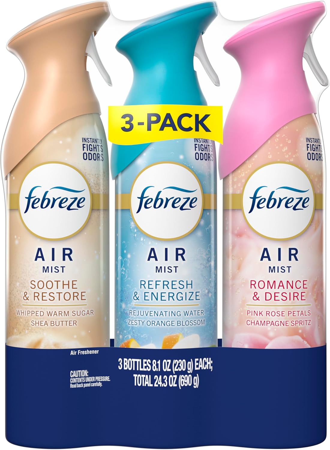 Febreze Air Mist, Air Freshener Spray, Odor Fighting Room Spray, Deodorizer for Home Bathroom Kitchen Office Apartment Dorm Room Classroom, Kitchen Base Mix, 8.1oz, 3ct