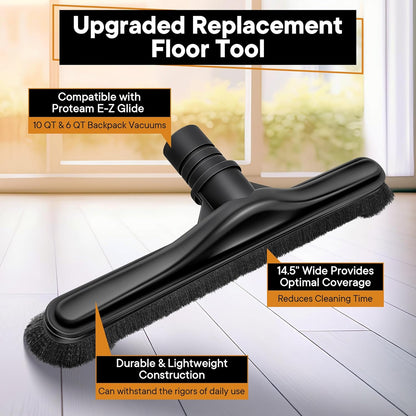 Replacement Floor Tool Compatible with ProTeam 101446 E-Z Glide Backpack Vacuums 10 QT & 6 QT, 14" Hard Floor Tool Compatible with Commercial Cleaners(Brush with Scalloped Edges,Gray)