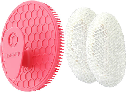 INNERNEED Food-Grade Soft Silicone Body Scrubber Shower Brush Handheld Cleansing Skin Brush, Gentle Exfoliating and Lather Well (Black)