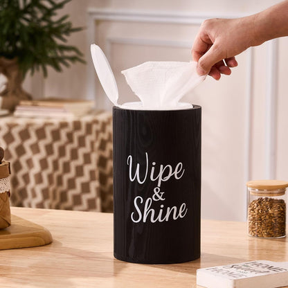GoFika Wood Disinfecting Wipe Dispenser for Kitchen – Countertop Organizer Caddy, Storage Container White