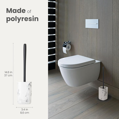 Vigar Zense Toilet Brush and Holder Set, Toilet Bowl Brush with Polyresin Stone Holder, Bathroom Sets for Bathroom Decor and Accessories, Terrazzo