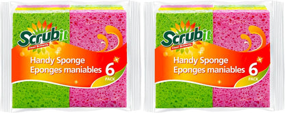 SCRUBIT Cellulose Scrub Sponge - Kitchen Cleaning Sponges for Dishes, Pans, Pots & More- 6 Pack Dishwashing Sponges - Colors and Packaging May Vary