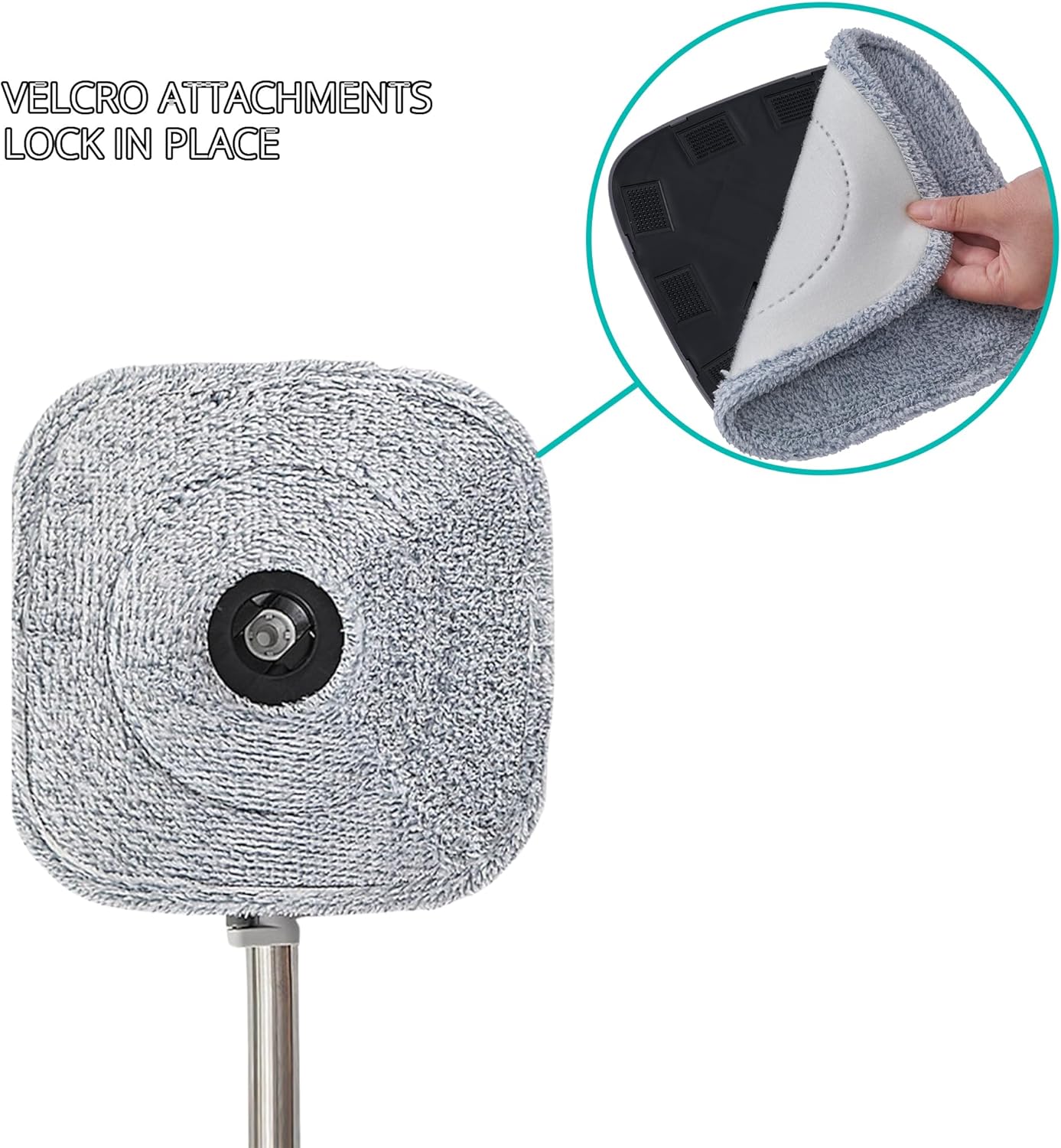 True & Tidy Silicone Sweeper Mop Head + 2pc Machine Washable Microfiber Pad for SPIN-800 TrueClean Mop and Bucket System Square Spin Accessories Set