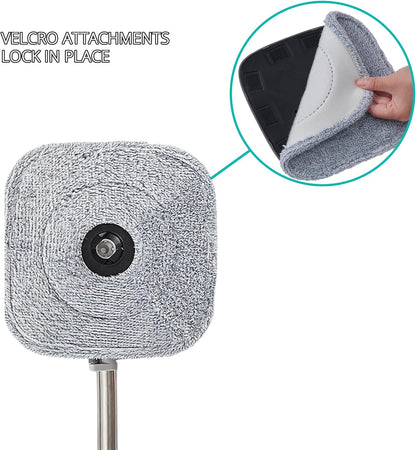 True & Tidy Silicone Sweeper Mop Head + 2pc Machine Washable Microfiber Pad for SPIN-800 TrueClean Mop and Bucket System Square Spin Accessories Set