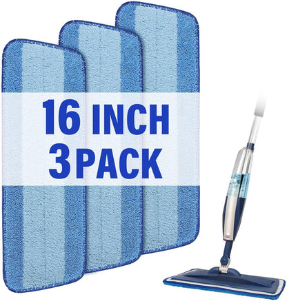 16.5 inch Mop Pads Refills, 3 Pack Microfiber Reusable Replacement Mop Pads Flat Replacements Heads for Wet Or Dry Floor Cleaning and Scrubbing, Grey Tassel Cloth