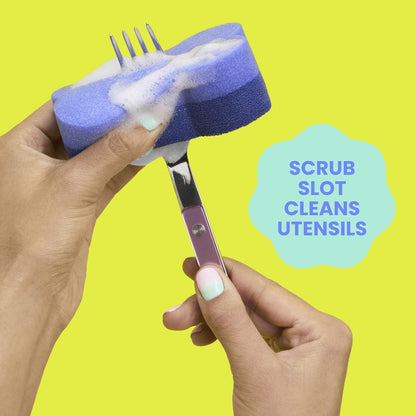 Brite by Scotch-Brite Scrub & Wipe with Drain + Dry Stand, Kitchen Sponge for Washing Dishes, 1 Scrub Sponge