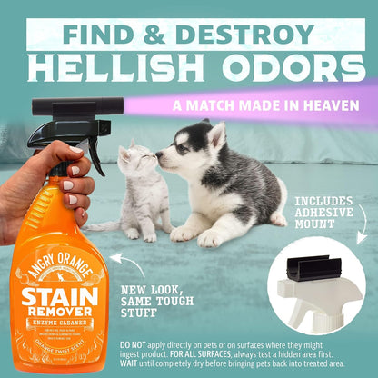 ANGRY ORANGE Stain & Odor Remover - 32oz Pet Urine Enzyme Cleaner - Enzymatic Dog & Cat Pee Destroyer and Odor Eliminator - NEW Orange Rush Scent Cleaning Solution for Home