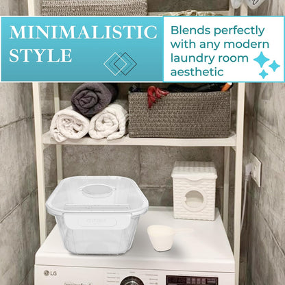 Skywin TidyFriend Laundry Pods Container with Lift Up Lid, 12.4" x 6.5" x 8.7", Airtight Storage Keeps Pods Fresh, Laundry Detergent Container & Dishwasher Pod Holder (Grey)