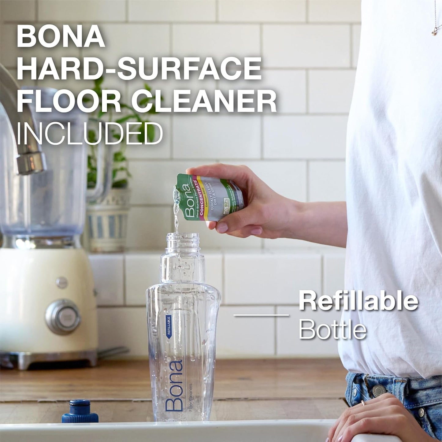 Bona Multi-Surface Floor Cleaner Concentrate - 1 fl oz - 4-Pack - Residue-Free Floor Cleaning Solution for Bona Spray Mop and Spray Bottle Refill - For Stone, Tile, Laminate, and Vinyl Floors
