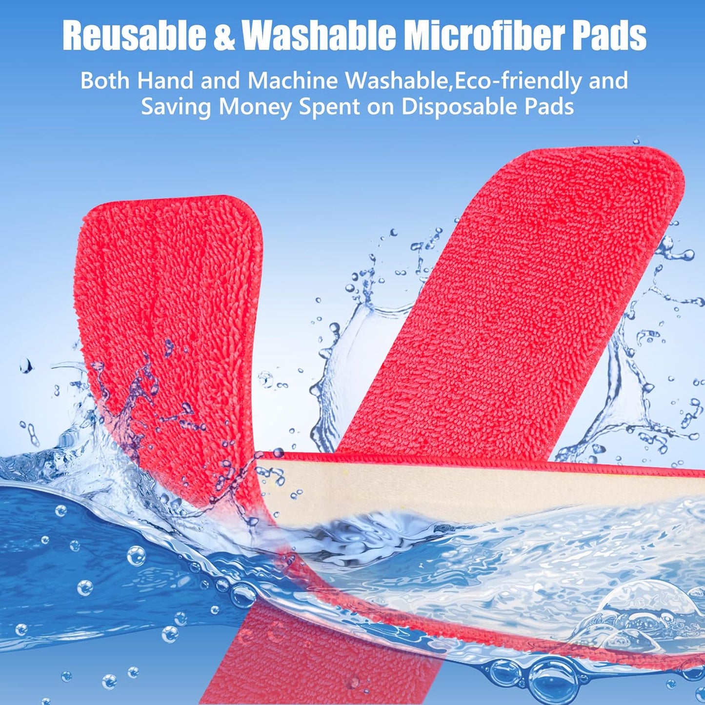 HOMTOYOU Reusable Pads Refills for Swiffer Power Mop: 6 Pack Microfiber Pad for Multi-Surface Floor Cleaning - Machine Washable Replacement Sweeping Cloths for 13 ''-15 '' Spray Mop