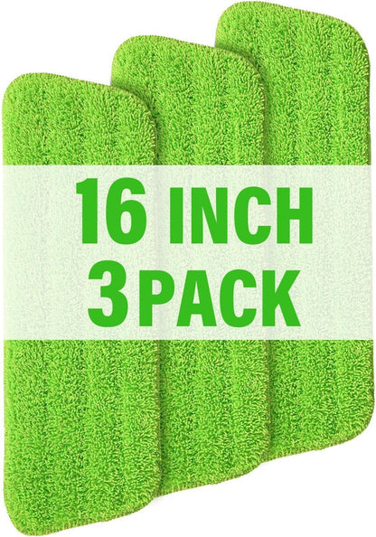 16.5 inch Mop Pads Refills, 3 Pack Microfiber Reusable Replacement Mop Pads Flat Replacements Heads for Wet Or Dry Floor Cleaning and Scrubbing, Grey Tassel Cloth