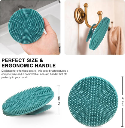 INNERNEED Food-Grade Soft Silicone Body Scrubber Shower Brush Handheld Cleansing Skin Brush, Gentle Exfoliating and Lather Well (Black)