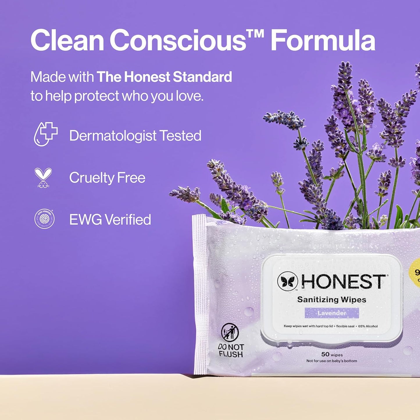 The Honest Company Fragrance-Free Sanitizing Alcohol Wipes, Antibacterial with Aloe, Kills 99% of Germs, 150 Count