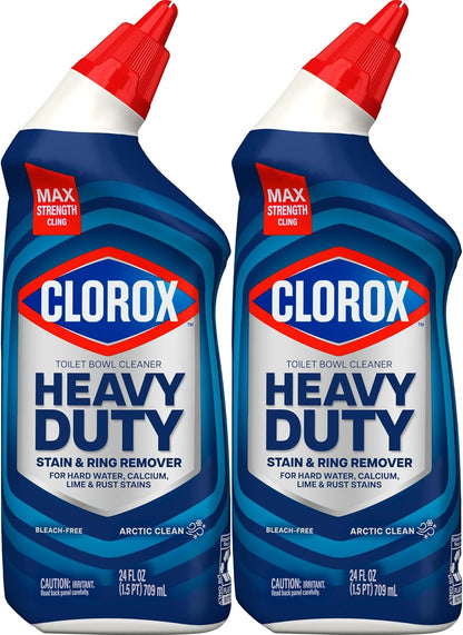 Clorox Toilet Bowl Cleaner Heavy Duty Stain and Ring Remover, Arctic Clean, 24 Fl Oz., Pack of 2