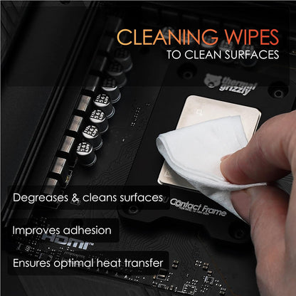 Thermal Grizzly TG Cleaning Wipes (10 Pcs - 20 Wet & 20 Dry Wipes) - Clean and Degrease Surfaces - Optimal Adhesion of Thermal Conductive Materials