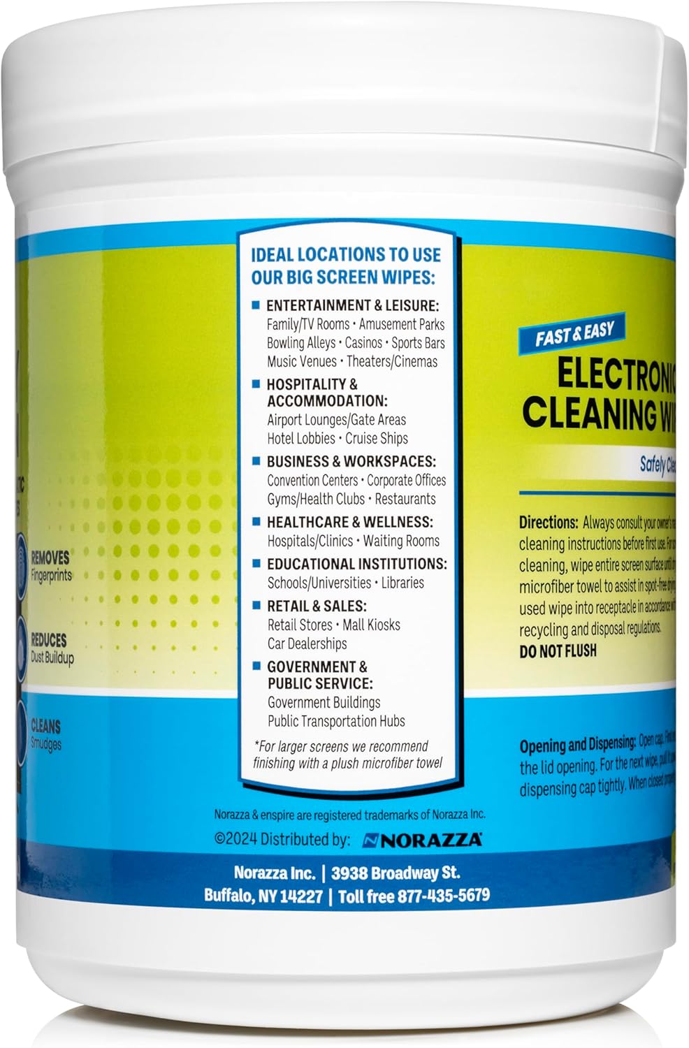 enspire; Clean My Big Screen; Extra Large Electronics Cleaning Wipes; 60 Count & Microfiber Towel Value Pack (905259PT)
