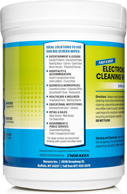 enspire; Clean My Big Screen; Extra Large Electronics Cleaning Wipes; 60 Count & Microfiber Towel Value Pack (905259PT)