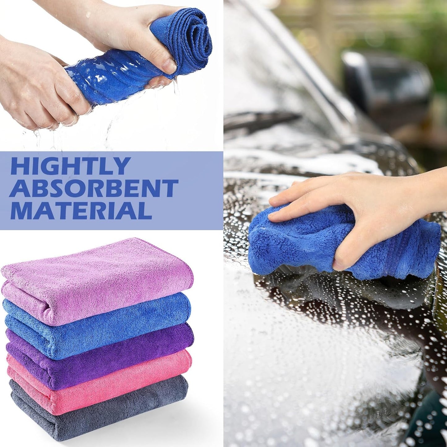SmoothNovelty 10 Pcs Extra Large Microfiber Cloth 30" x 20" Large Floor Microfiber Towel Reusable Washable Free Lint Free Cloth Rag for Squeegee Mop Floor Window Housekeeping (Bright Color)