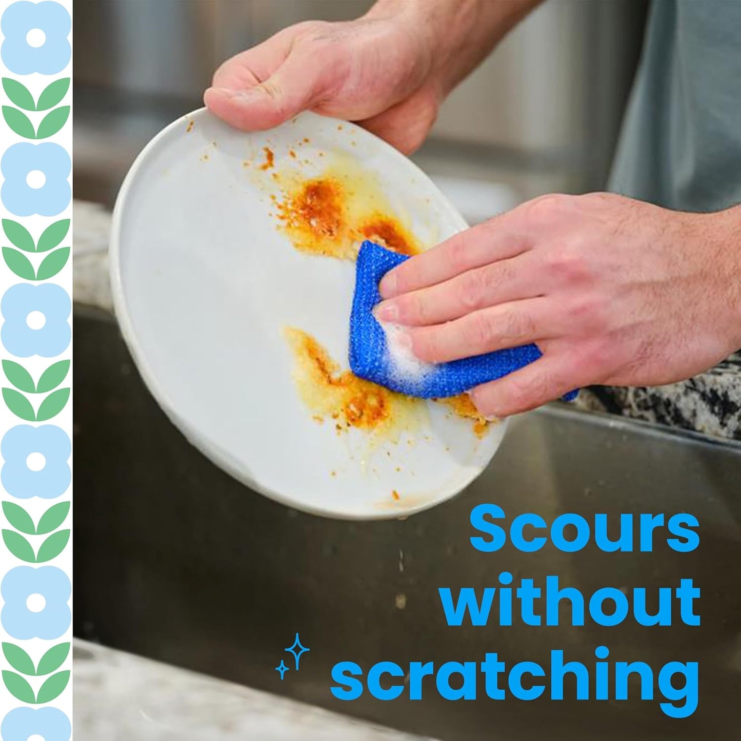 Scotch-Brite Dobie Non-Scratch All-Purpose Scrub Pads, 12 Total Pads (6 Packs of 2), Reusable Scouring Sponges for Kitchen & Bathroom, Safe on Non-Stick Cookware, Yellow