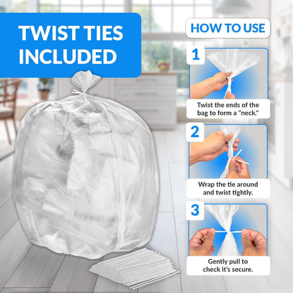 Reli. 33 Gallon Trash Bags Heavy Duty | 50 Trash Bags with Ties | Super Sizeable, Clear, Serious Garbage Cleanup