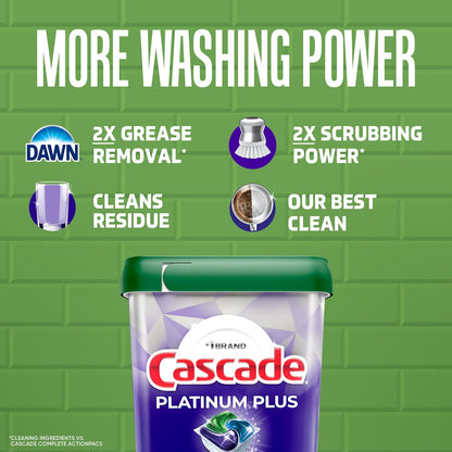 Cascade Platinum Plus Lemon Dishwasher Pods Dishwasher Detergent Tabs Tablets Dish Detergent Pod Dish Soap, 31Count
