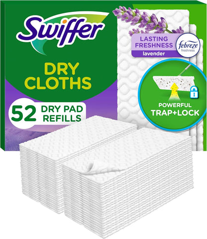 Swiffer Sweeper Dry Sweeping Pad, Multi Surface Refills for Dusters Floor Mop, with Febreze Lavender, 32 count