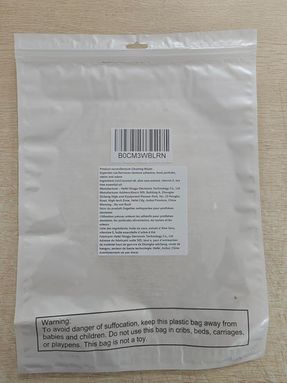 Timgle 100 Pcs Denture Cleaning Wipes Refreshes Mouth Deep Cleaning Wipes for Remove Denture Adhesive, Food Debris, Stains and Odor (Classic)