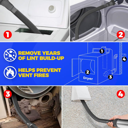 Holikme Dryer Vent Cleaner Kit 2 Pieces - Upgraded Dryer Lint Screens Cleaner Brush Part,Compatible with Most Vacuum Cleaner,Vacuum Hose Attachment & Refrigerator Coil Brush,Quickly Lint Remove,Blue