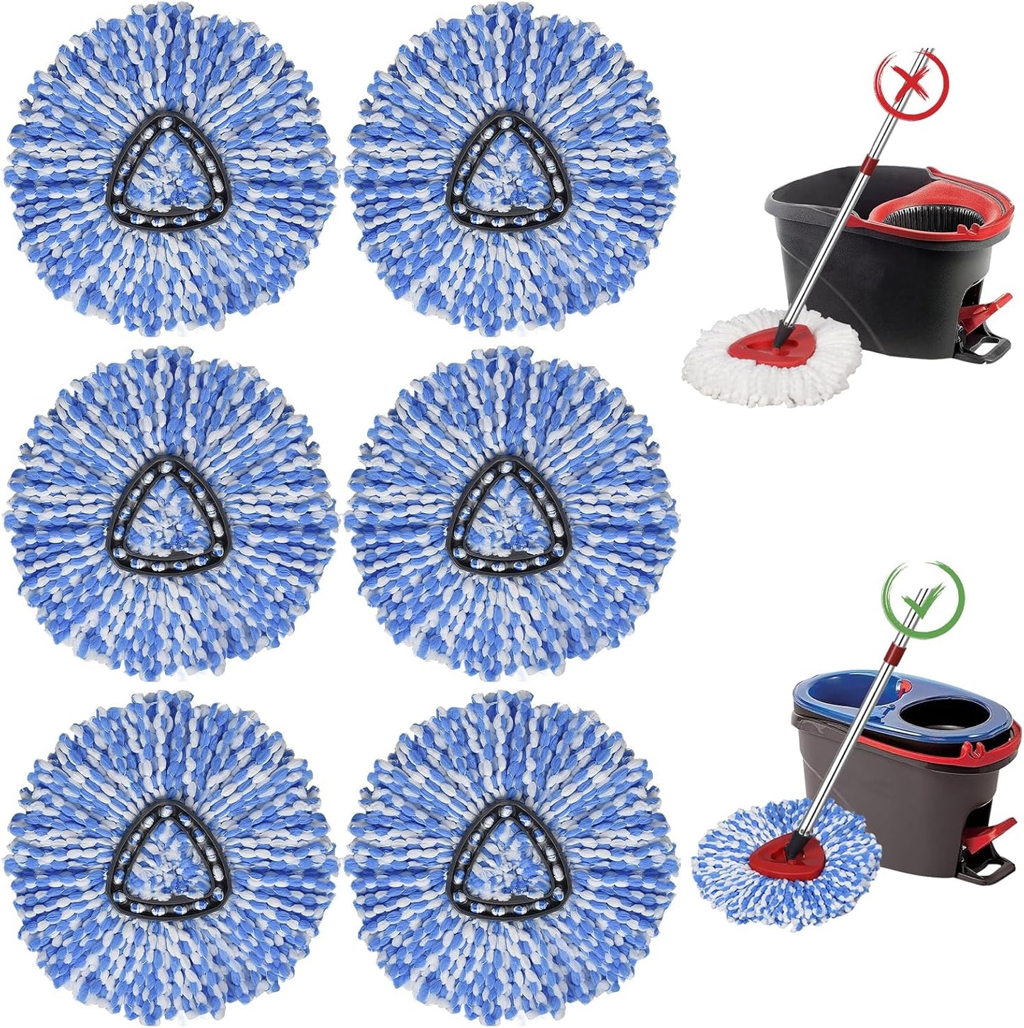 4 Pack Spin Mop Replacement Heads, Microfiber Mop Refills Compatible with Ocedar Mop Heads Replacements 2 Tank System, Replace Head Safe for Cleaning All Hard-surfaced Floors
