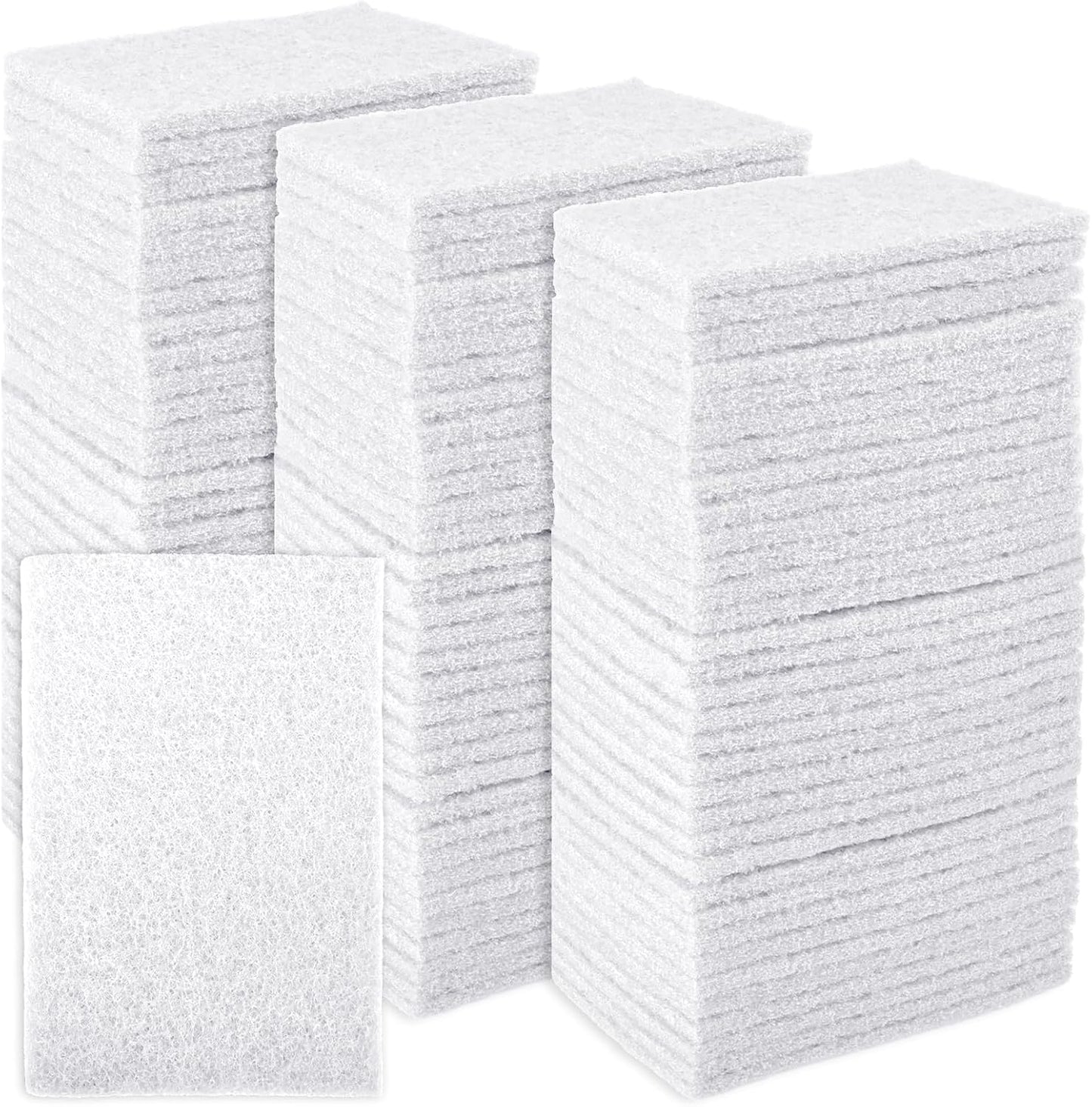 CONLI 100 PCS Scouring Pad Reusable Household Green Scrubbing Pads for Cleaning, Multipurpose 6" x 4" Non Scratch Scrubbing Pads for Kitchen Dishes Pan Metal Grills