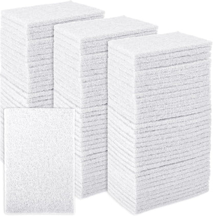 CONLI 100 PCS Scouring Pad Reusable Household Green Scrubbing Pads for Cleaning, Multipurpose 6" x 4" Non Scratch Scrubbing Pads for Kitchen Dishes Pan Metal Grills