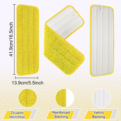 16.5 Inch Reusable Mop Pads Microfiber Spray Mop Replacement Heads for Wet/Dry Mops Compatible with Bona Floor Care System (6 Pack)