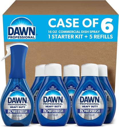 Dawn PRO Heavy Duty Powerwash, Bulk Foaming Dish Spray for Cleaning Burnt-On Grease in Commercial Kitchens, 16 fl oz (Case of 6)