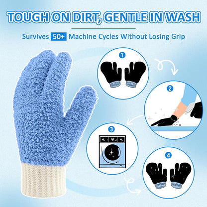 MIG4U Microfiber Dusting Gloves House Cleaning Glove for Blinds, Windows, Shutters, Furniture, and Car, Reusable Lint-Free Pink 1 Pair S/M