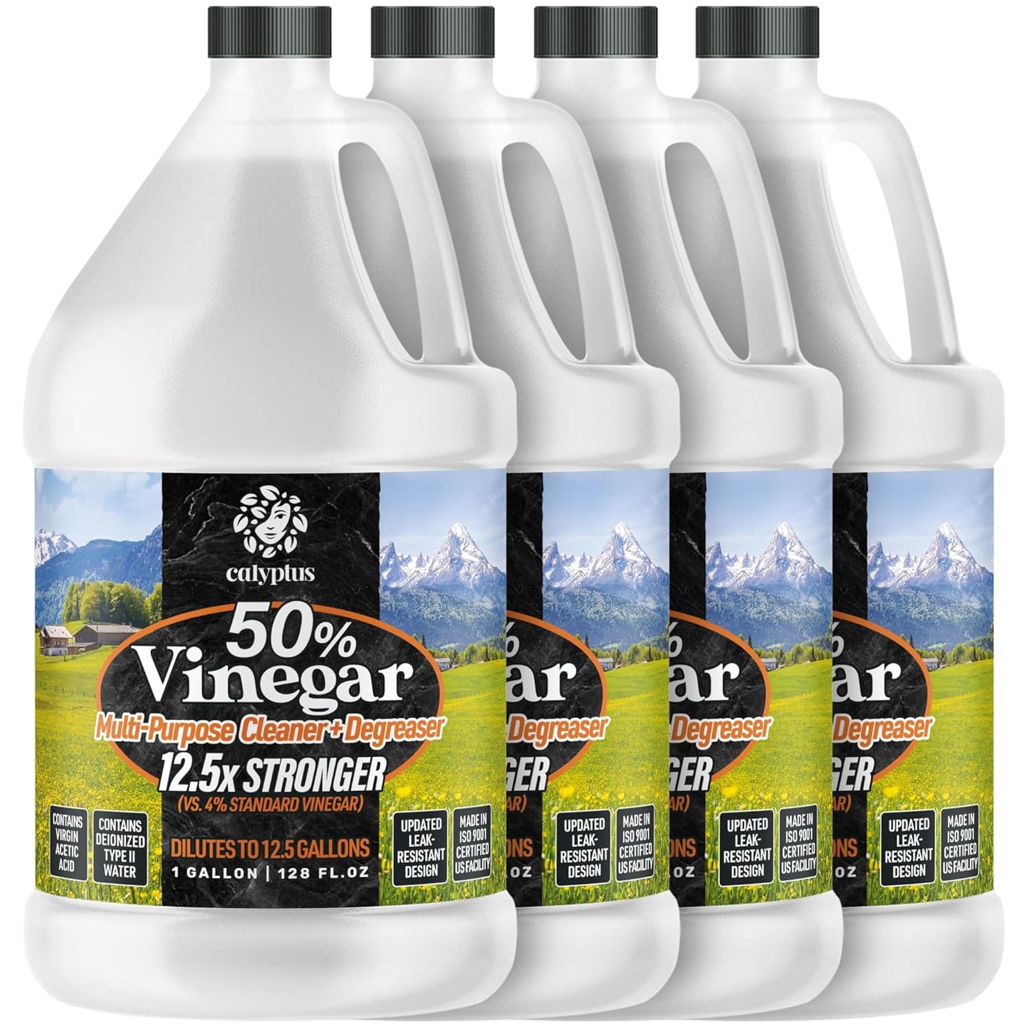 Calyptus 50% Pure Concentrated Vinegar | Maximum-Performance (12.5X) Power | Technical Grade | Dilutes Easily to 5% Acidity (1.5 Cups per Gallon) | Home and Outdoor Cleaning Concentrate | 2 Gallon