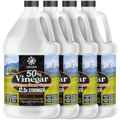 Calyptus 50% Pure Concentrated Vinegar | Maximum-Performance (12.5X) Power | Technical Grade | Dilutes Easily to 5% Acidity (1.5 Cups per Gallon) | Home and Outdoor Cleaning Concentrate | 2 Gallon
