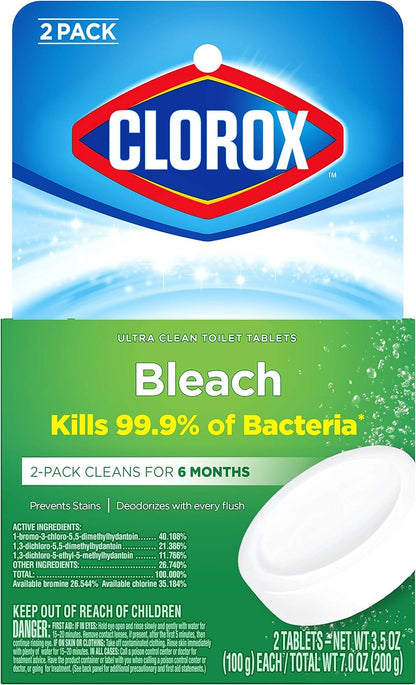 Clorox Ultra Clean Toilet Tablets Bleach 4 Count, 3.5 Ounces Each (Package May Vary)