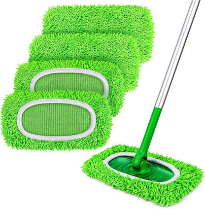 HOMEXCEL Reusable Microfiber Mop Pads Compatible with Swiffer Sweeper-Washable Wet Pad Refills for Wet & Dry Use, Floor Cleaning Mop Head Pads Refills for Household Cleaning, Pack of 4, White