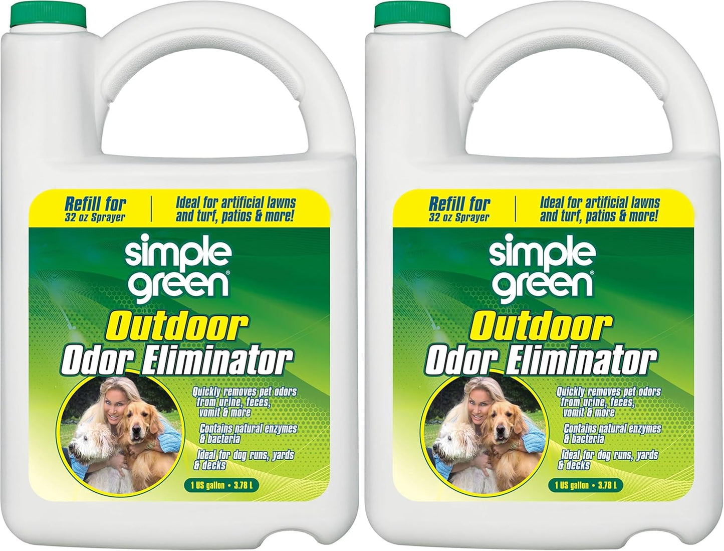 Simple Green Outdoor Odor Eliminator for Pets, Dogs, 1 gallon Refill - Ideal for Artificial Lawns & Patio, Milky White