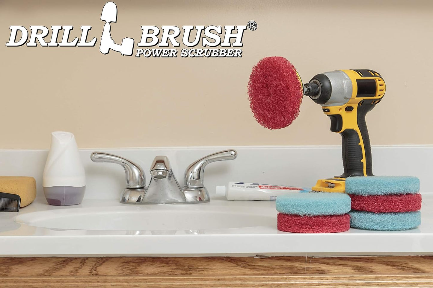 Bathroom - Cleaning Supplies - Drill Brush Power Scrubber Pads - Shower Cleaner - Bathtub - Bath Mat - Bathroom Sink - Tile Cleaner - Baseboard Cleaner - Vinyl Flooring - Hard Water Stain Remover