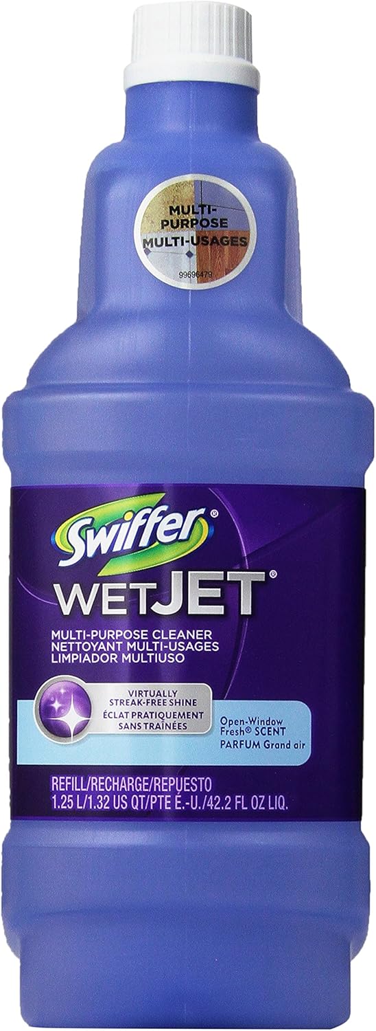 Swiffer WetJet Multi-Purpose and Hardwood Liquid Floor Cleaner Solution Refill, with Gain Scent, 42.2 fl oz each, (Pack of 2)