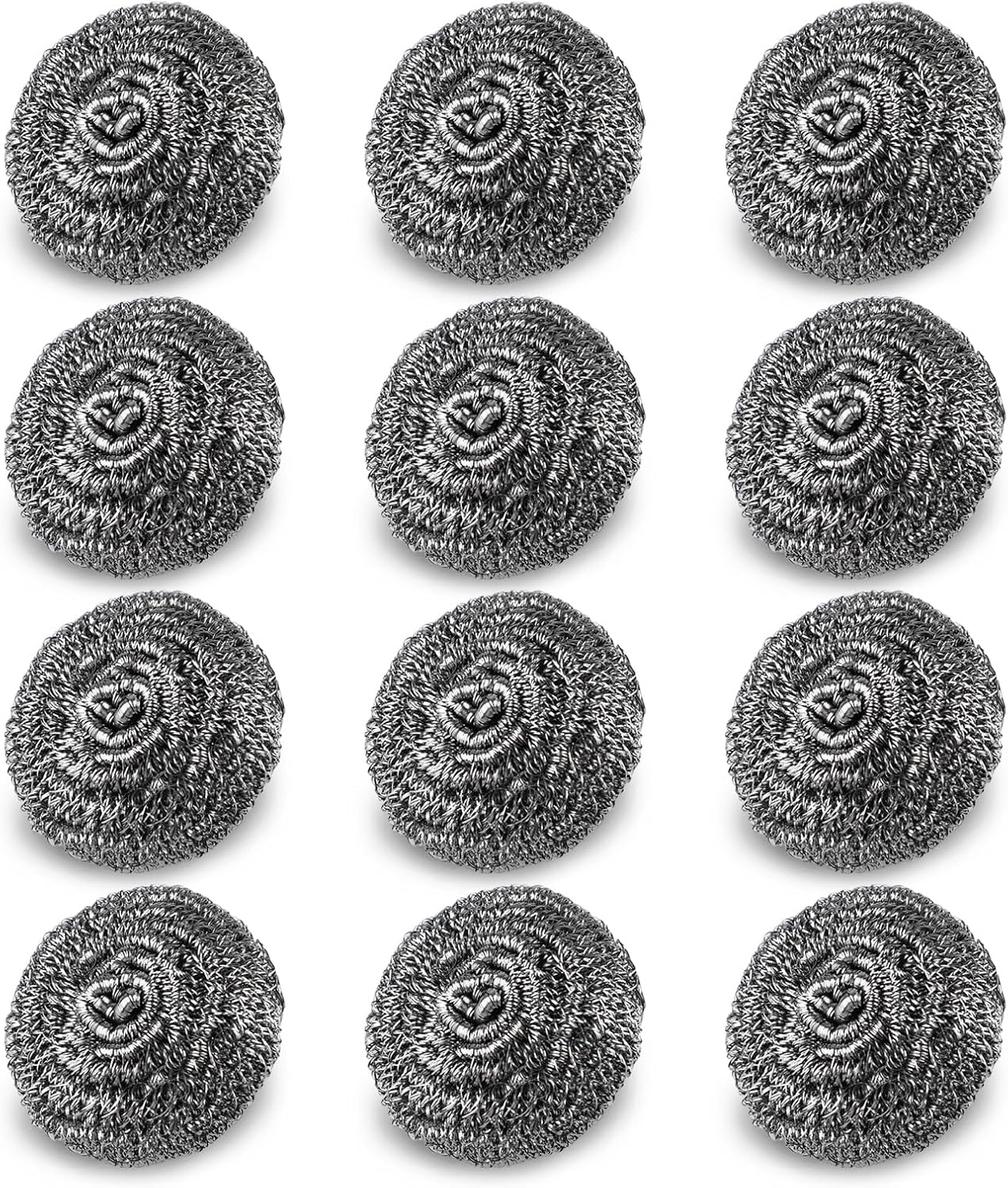 12 Pack Steel Wool Scrubber Pads, Stainless Steel Scrubber, Scrubbing Scouring Pad, Steel Wool Scrubbers for Pots and Pans, Stoves,Broiler Racks,Grills and More