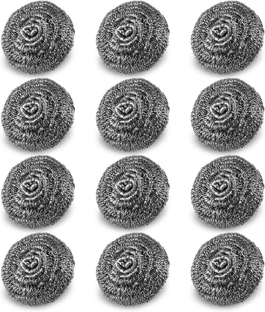 12 Pack Steel Wool Scrubber Pads, Stainless Steel Scrubber, Scrubbing Scouring Pad, Steel Wool Scrubbers for Pots and Pans, Stoves,Broiler Racks,Grills and More