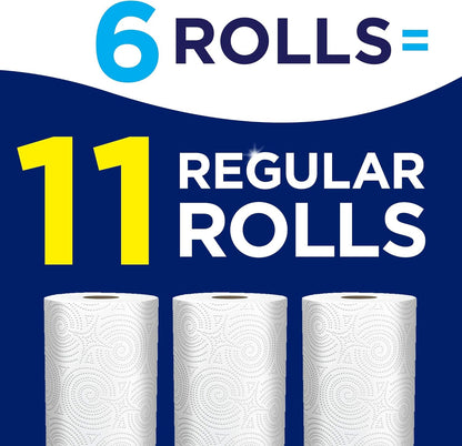 Sparkle Pick-A-Size Paper Towels, 6 Double Rolls (660 Sheets Total) - Strong 2-Ply Towels for Kitchen Cleanup and Everyday Messes