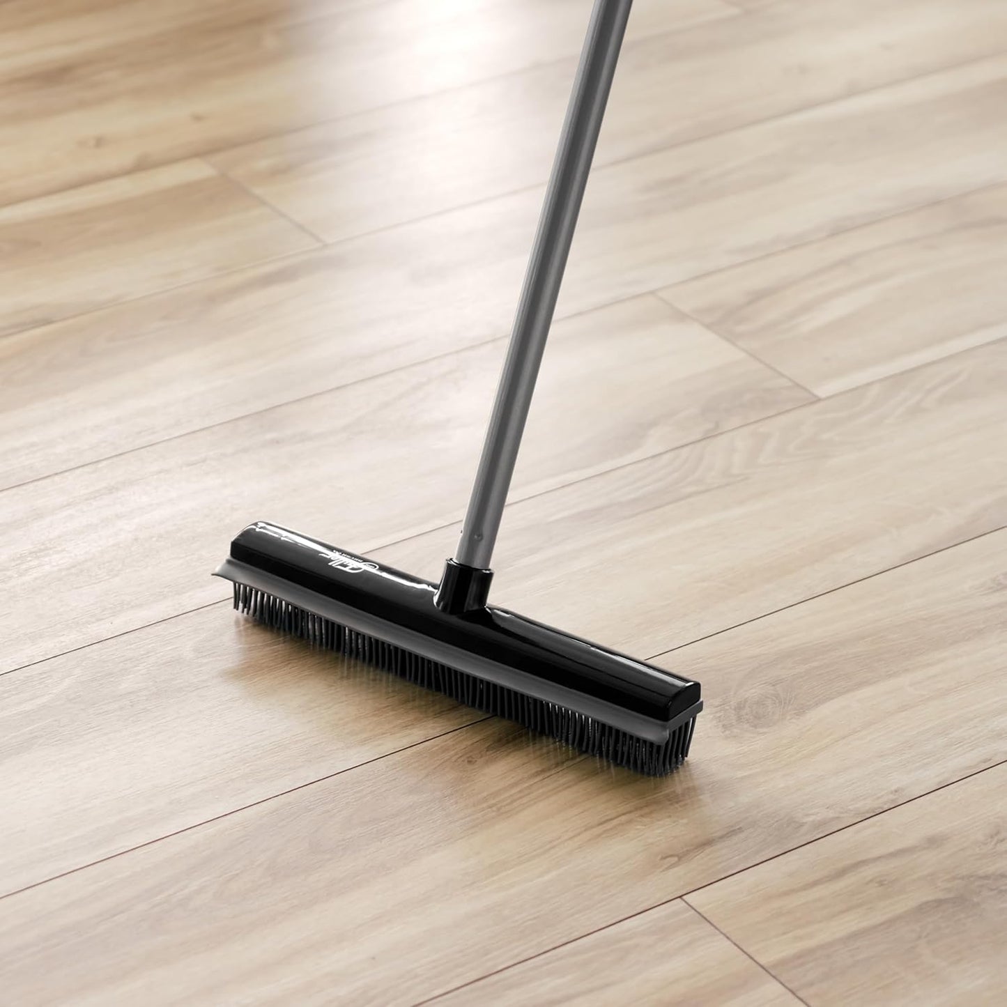 Fuller Brush Rubber Broom – for Carpets Floors Stairs Upholstery – Electrostatic Action Removes Pet Hair Lint Fuzz Dirt Particles – Built-in Squeegee Tackles Wet Messes (Broom Head)