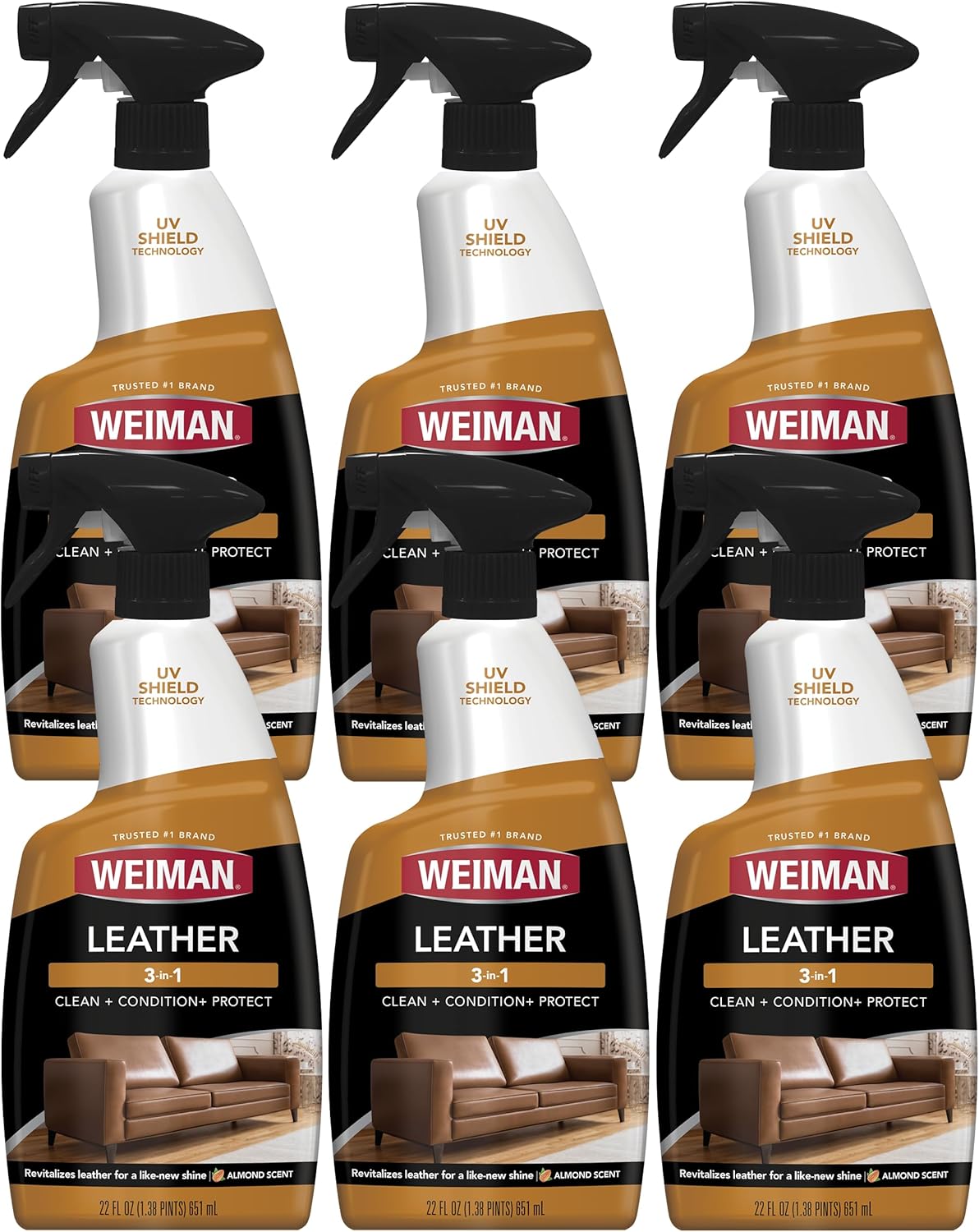 Weiman Leather Cleaner & Conditioner - Cleans, Restores & Protects Leather, UV Protection Prevent Cracking & Fading, For Car Seats, Sofas, Shoes, Bags & All Finished Leather Surfaces, 1 Pack, 12 Fl Oz